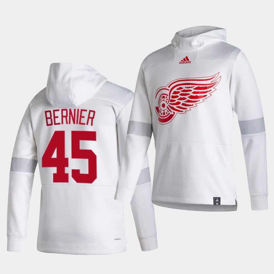 Men Detroit Red Wings 45 Bernier White NHL 2021 Adidas Pullover Hoodie Jersey Men Detroit Red Wings 45 Bernier White NHL 2021 Adidas Pullover Hoodie Jersey